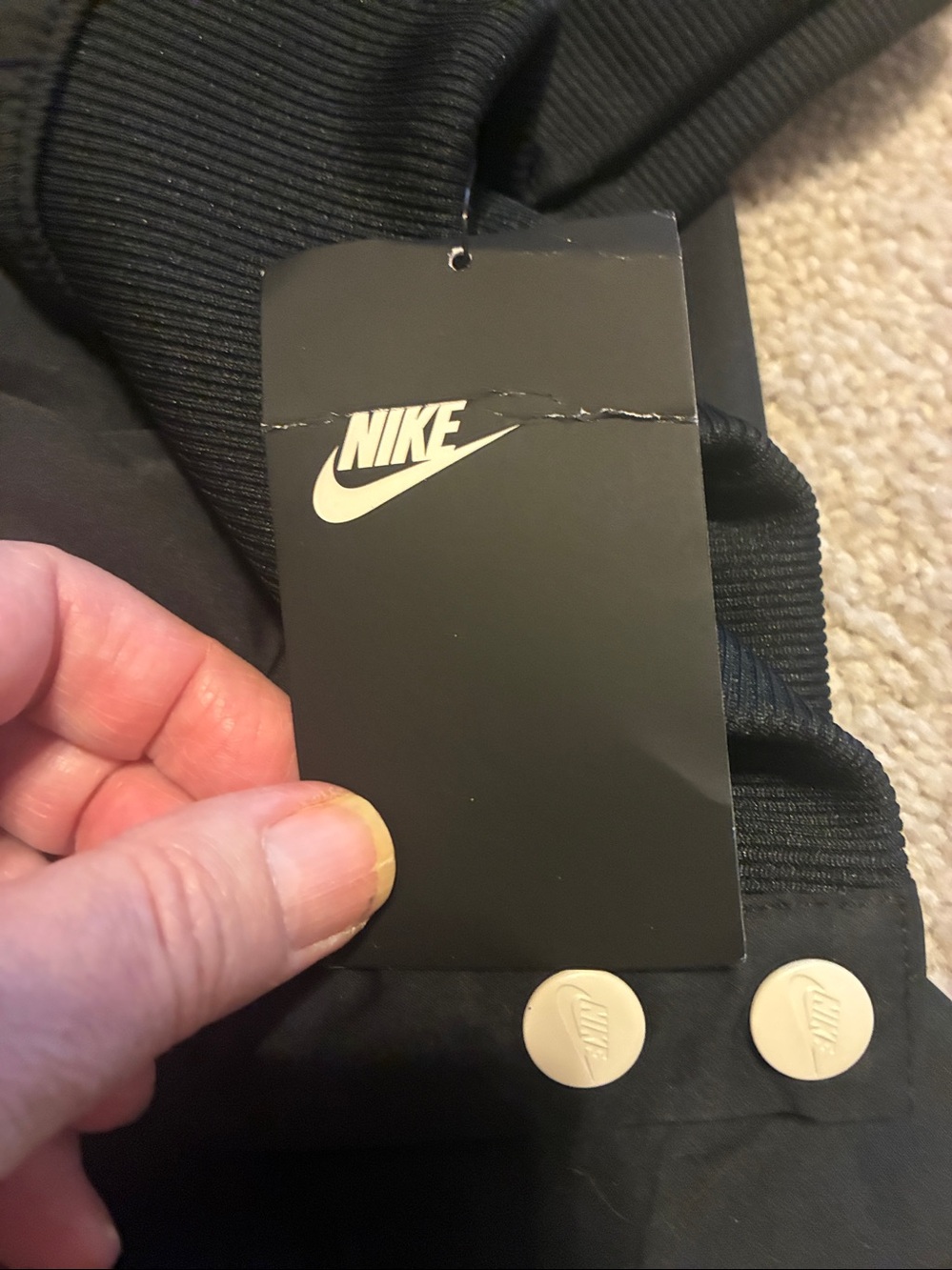 Nike Black Snap-Side Joggers with White Logo - Picture 6 of 9
